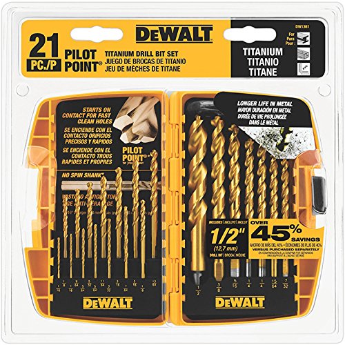 DeWalt Titanium Pilot Point Drill Bit Set 21 Pc