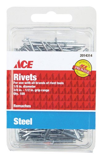 Ace 1/8 in. D X 1/2 in. Steel Rivets Silver 100 Pk