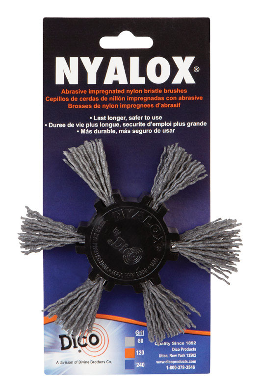 [2024743] Dico Nyalox 4 in. D X 1/4 in. Aluminum Oxide Wheel Brush Mandrel Mounted Flap Brush 80 Grit 1 Pc