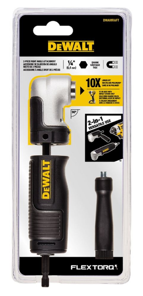 DeWalt Flextorq 6 in. Steel 2-in-1 Right Angle Attachment 1/4 in. Hex Shank 2 Pc