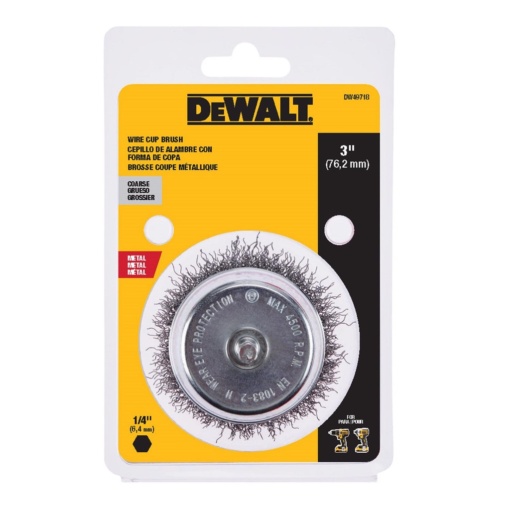 [2030506] DeWalt 3 in. Coarse Crimped Wire Cup Brush Metal 4500 RPM 1 Pc