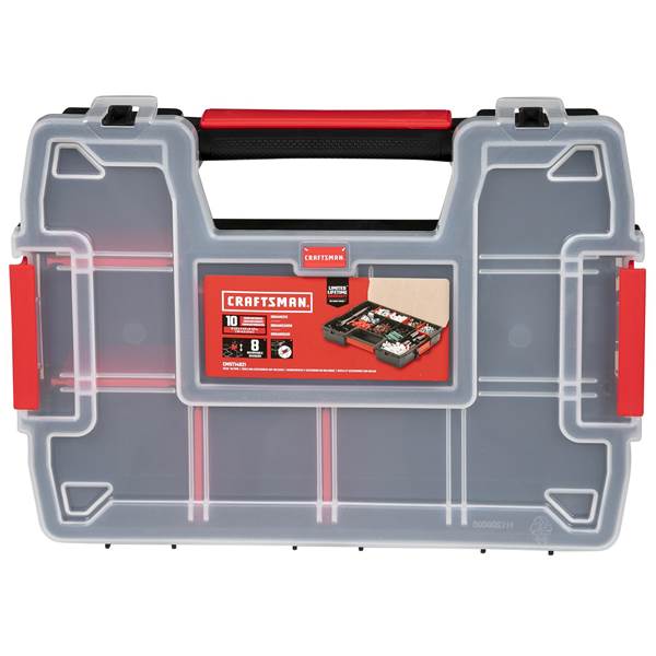 Craftsman 8.5 in. W X 2.5 in. H X 11.5 in. D Storage Organizer Plastic 10 Compartments Black/Red