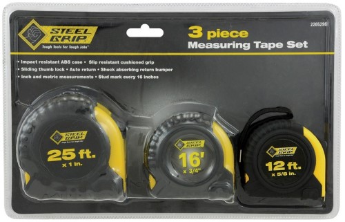 Steel Grip 2265296 3 Piece Measuring Tape Set