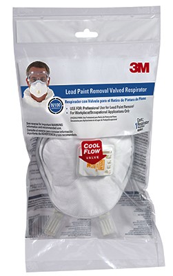 3M N100 Lead Paint Removal Disposable Respirator Valved White 1 Pc