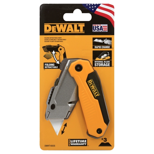 DeWalt 8-3/4 in. Folding Utility Knife Black/Yellow 1 Pk