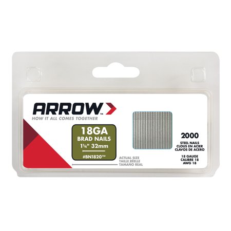 Arrow BN18 18 Ga. X 1-1/4 in. L Galvanized Steel Brad Nails 1000 Pk 0.65 Lb