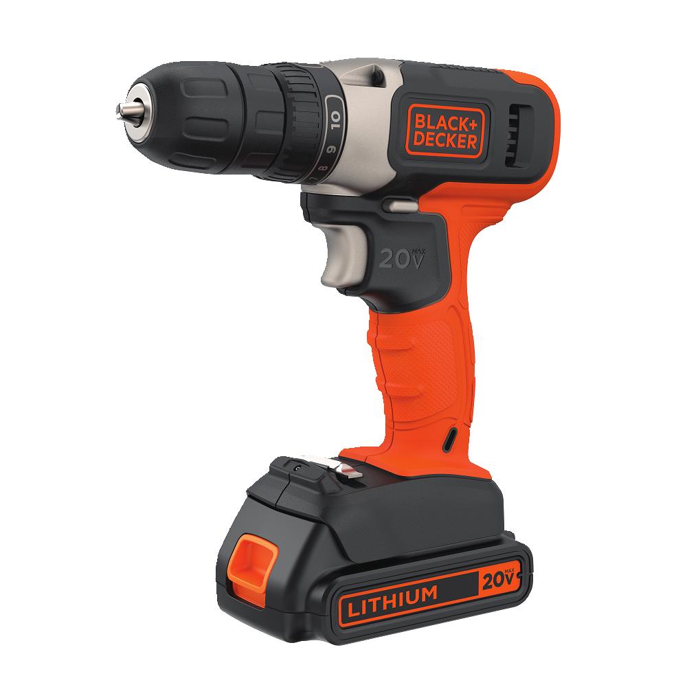 [2382125] Black+Decker 20V 3/8 in Brushed Cordless Compact Drill Kit (Battery and Charger)