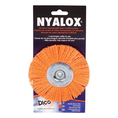 [23985] Dico Nyalox 4 in. Medium Crimped Mandrel Mounted Wheel Brush Nylon 2500 RPM 1 Pc