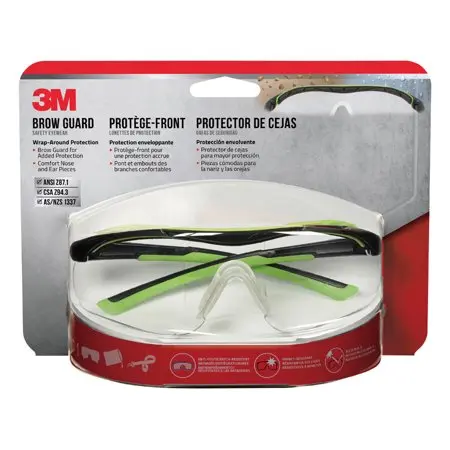 3M Anti-Fog Safety Glasses Clear Lens Black/Green Frame 1 Pc