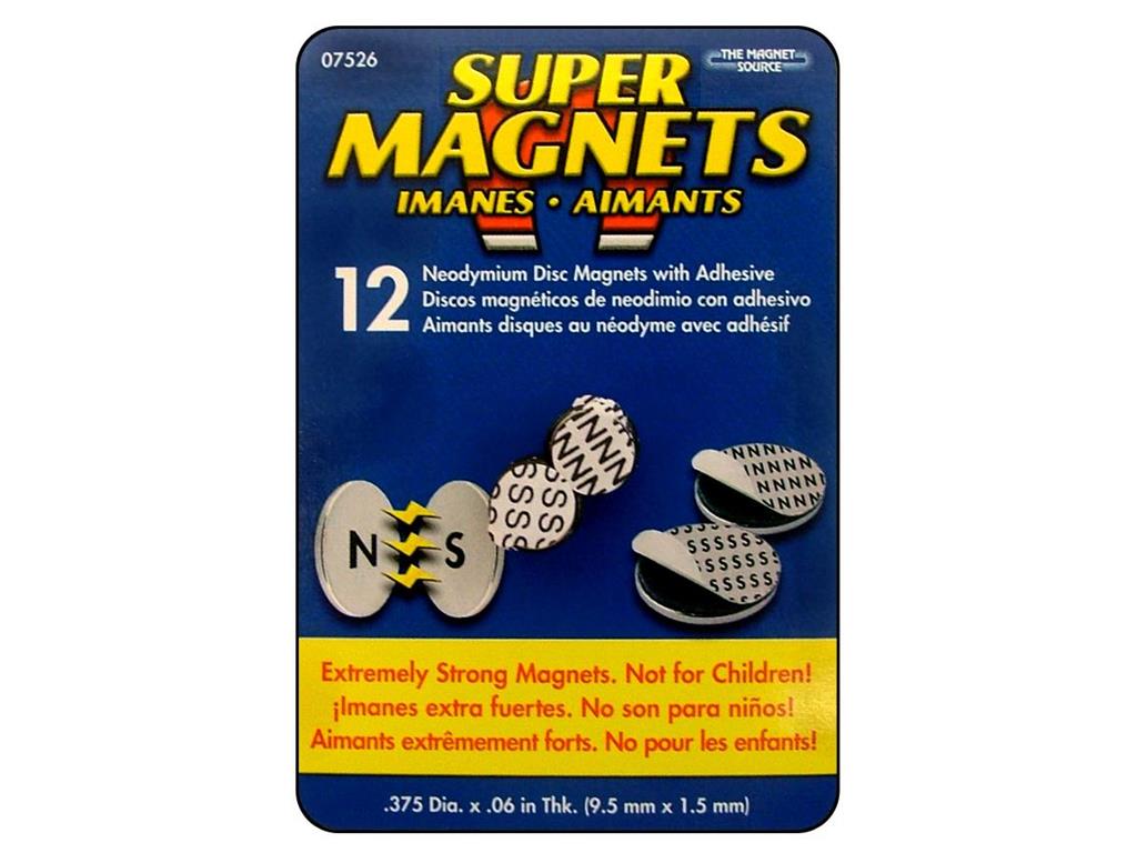 Magnet Source 0.375 in. L X 0.375 in. W Silver Disc Magnets with Adhesive 1.68 Lb. Pull 12 Pc