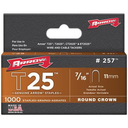 Arrow 7/16 in T25 Staples - 1000 Count