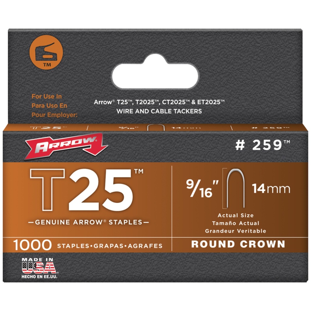 Arrow 9/16 in T25 Staples - 1000 Count
