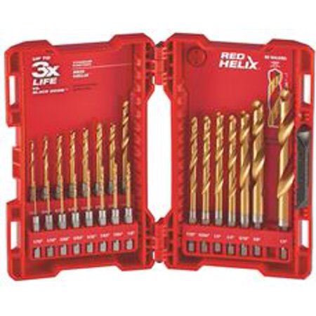 [2555449] Milwaukee Shockwave Titanium Red Helix Drill Bit Set Hex Shank 23 Pc