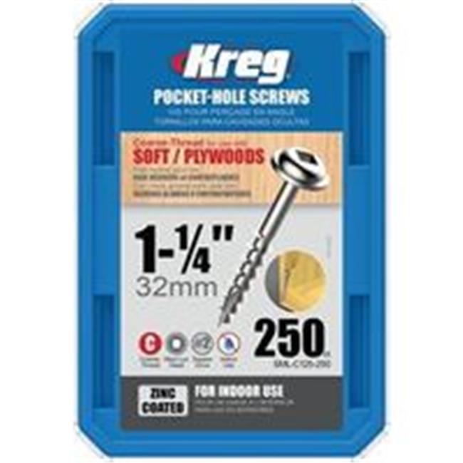 Kreg No. 7 X 1-1/4 in. L Square Zinc-Plated Coarse Pocket-Hole Screw 250 Pk