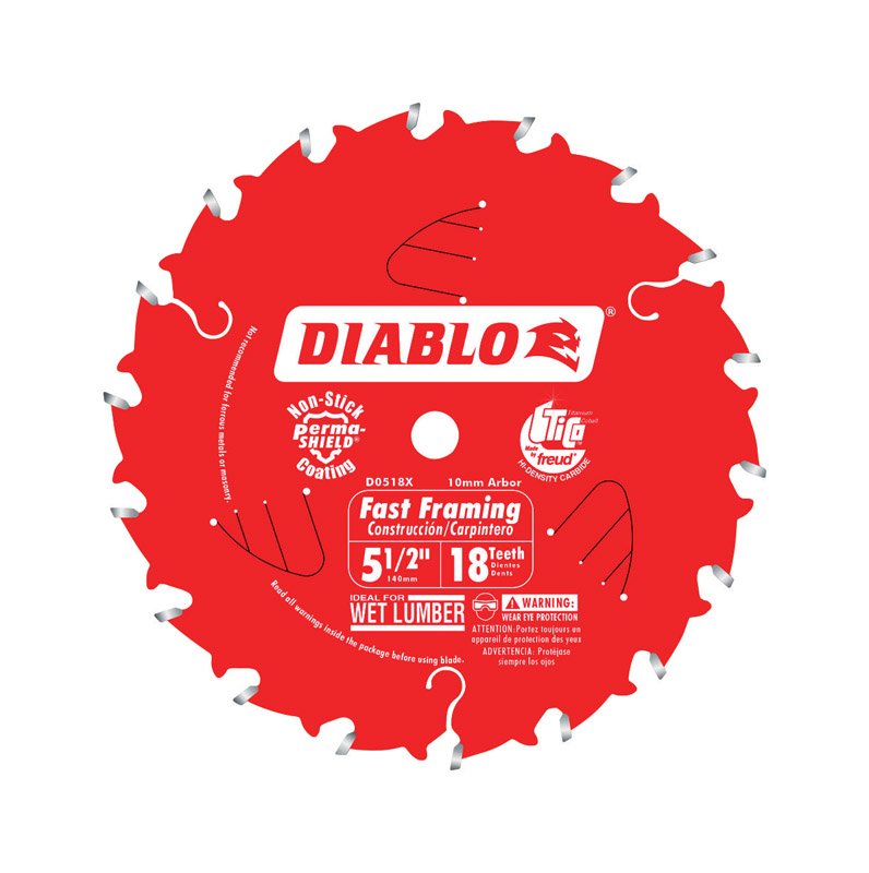 Diablo 5-1/2 in. D X 10 Mm Fast Framing TiCo Hi-Density Carbide Trim Saw Blade 18 Teeth 1 Pk