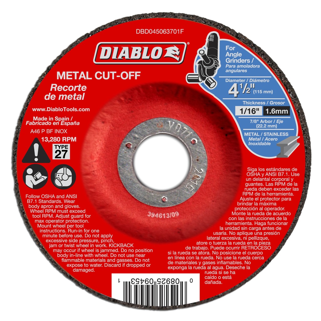 METAL CUTOFF DSC 4-1/2"D