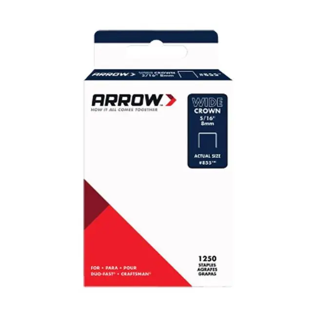 Arrow #855 1/2 in. W X 5/16 in. L 18 Ga. Wide Crown Standard Staples 1250 Pk