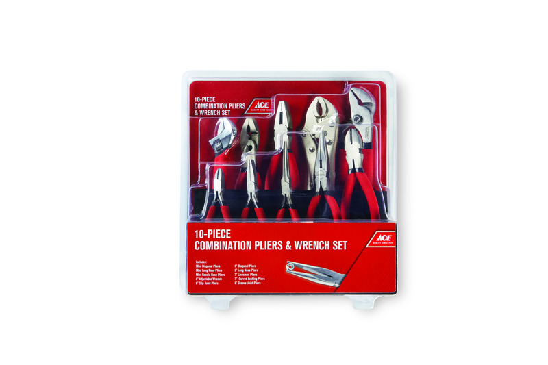 Ace 10 Pc Carbon Steel Combination Pliers and Wrench Set