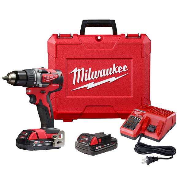 M18 18V Lithium-Ion Brushless Cordless 1/2 in. Compact Drill/Driver Kit with (2) 2.0 Ah Batteries, Charger and Case