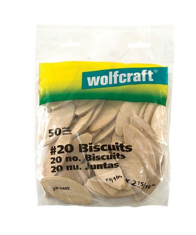 Wolfcraft 2923405 Compressed Wafer Shaped Wood Joining Biscuits  #20  50 Piece Bag