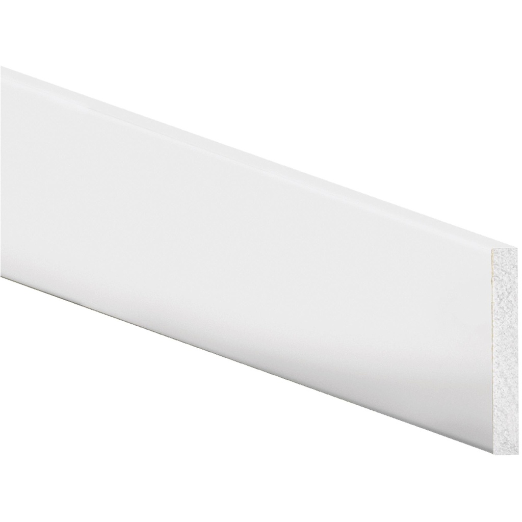 Modern Baseboard Moulding, 8 Ft L, 4 in W, 12 in Thick, Polystyrene, Crystal White