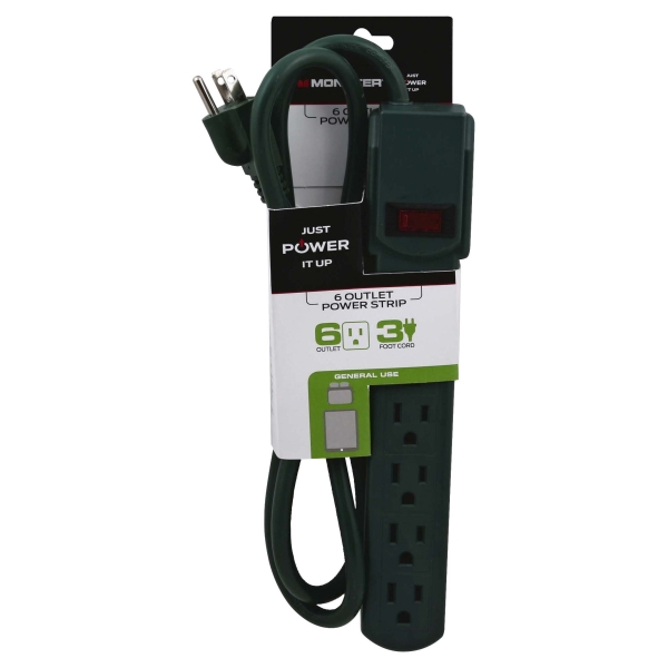 PWR STRIP 6 OUTLET GRN