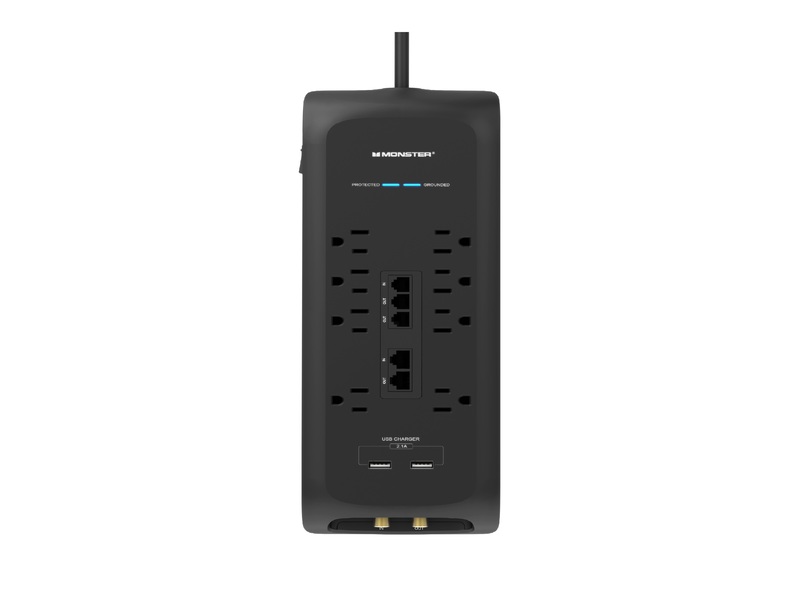 [3001109] Monster Just Power It up 6 Ft. L 8 Outlets Surge Protector W/USB Black 2160 J