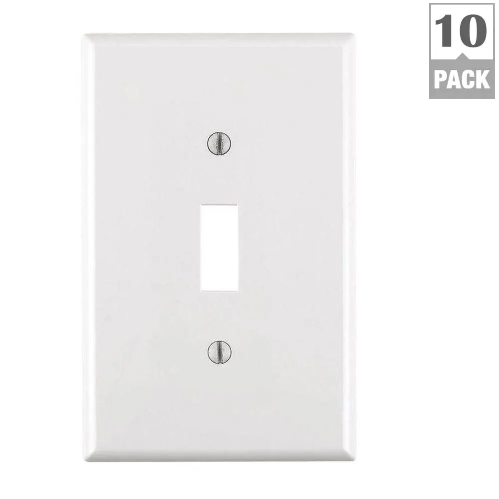 [3001277] Leviton White 1 Gang Nylon Toggle Wall Plate 10 Pk