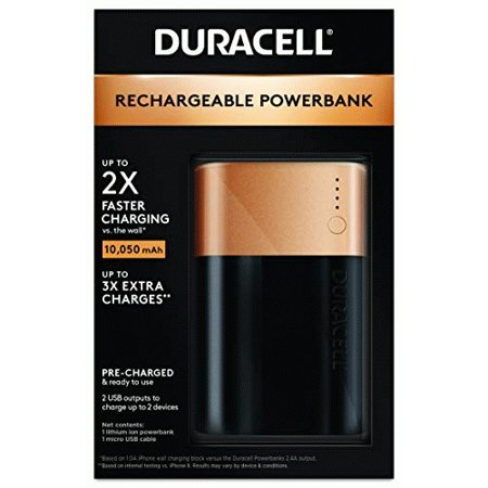 Duracell 3-Day Power Bank and USB Charger, Black and Copper