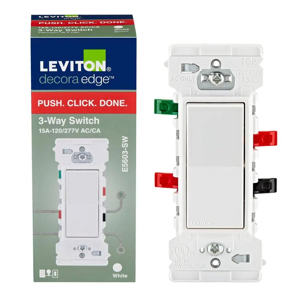 Leviton Lever Edge 15 Amps 3-Way Rocker Switch White 1 Pk