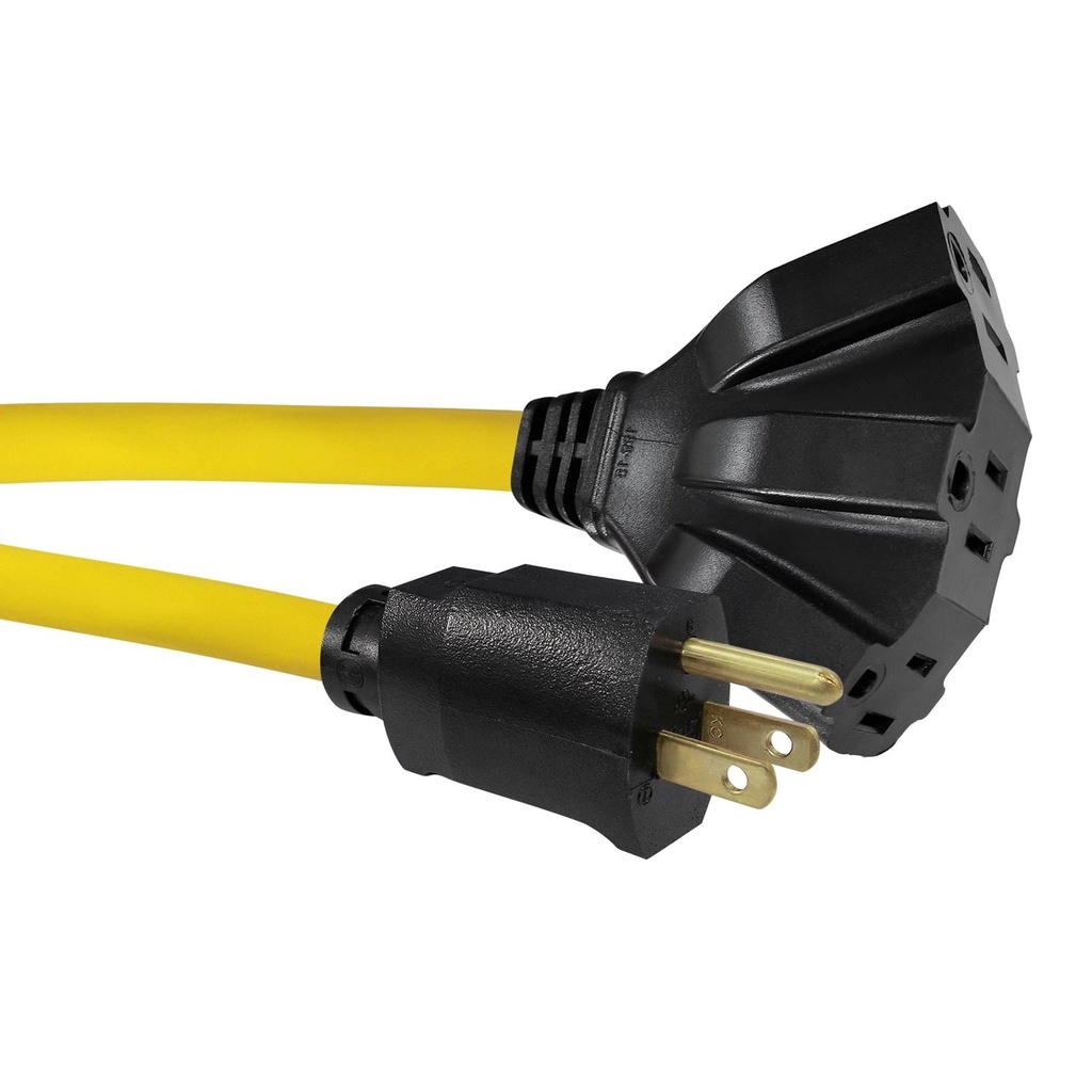 Ace Indoor or Outdoor 10 Ft. L Yellow Triple Outlet Cord 12/3 SJTW