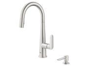 Veletto Single-Handle Pull-Down Dual Sprayer Kitchen Faucet with Soap Dispenser in SuperSteel InfinityFinish