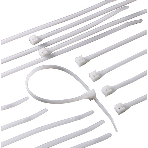 Cable Tie, 4 in L, 13/16 in Max Bundle Dia., Natural, Nylon 6/6, 18 Lb Strength