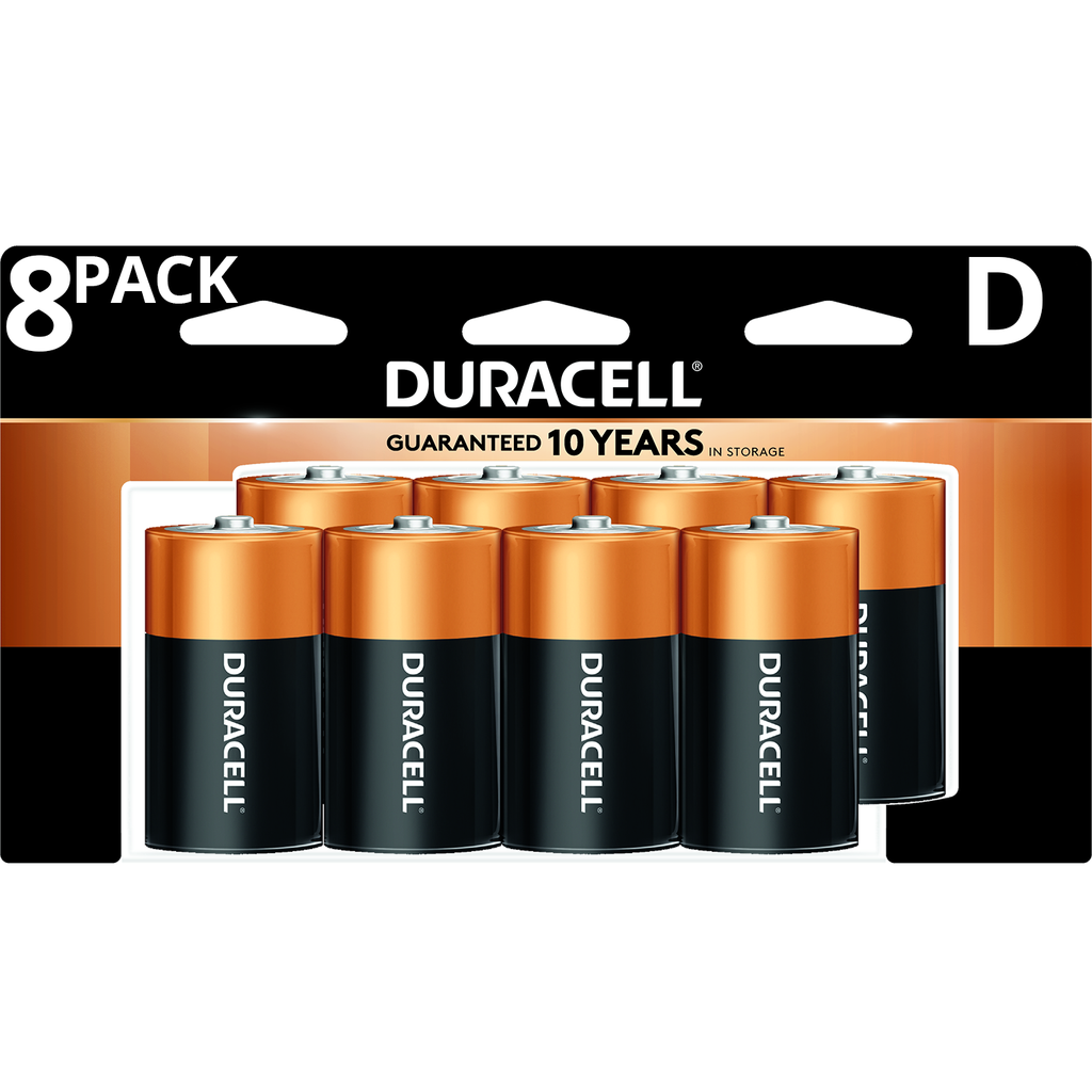 Duracell Coppertop D Batteries - 8pk Alkaline Battery: Household Single-Use 1.5V
