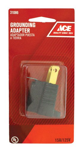 [31086] Ace Polarized Grounding Adapter Black 15 Amps 125 Volts 1 Pk
