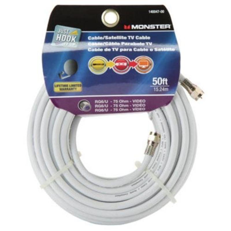CABLE COAX RG6 50' WHITE