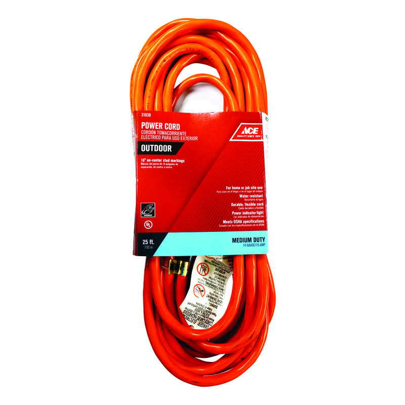 Ace Indoor or Outdoor 25 Ft. L Orange Extension Cord 14/3 SJTW
