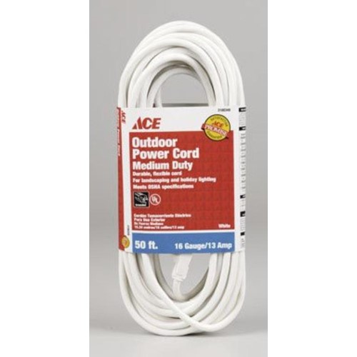 CORD EXT 50FT 16/3 WHT