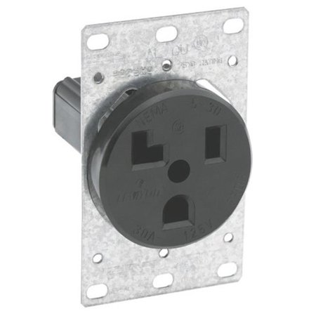 Leviton 5371 Flush Mount Single Receptacle  2P  3W  NEMA 5-30R  125V  30A  Black