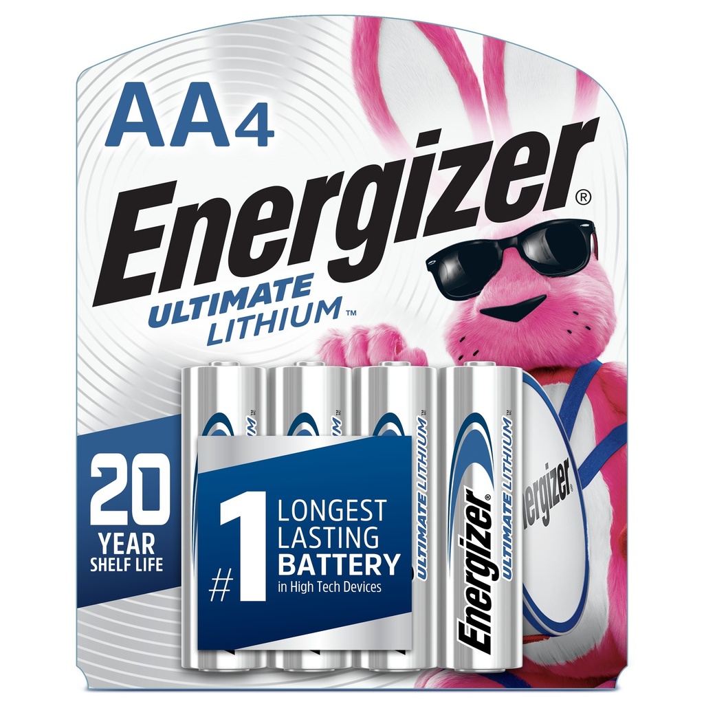 Energizer Ultimate Lithium AA Batteries - 4pk Lithium Battery: 3000 MAh, 1.5V, Single-Use