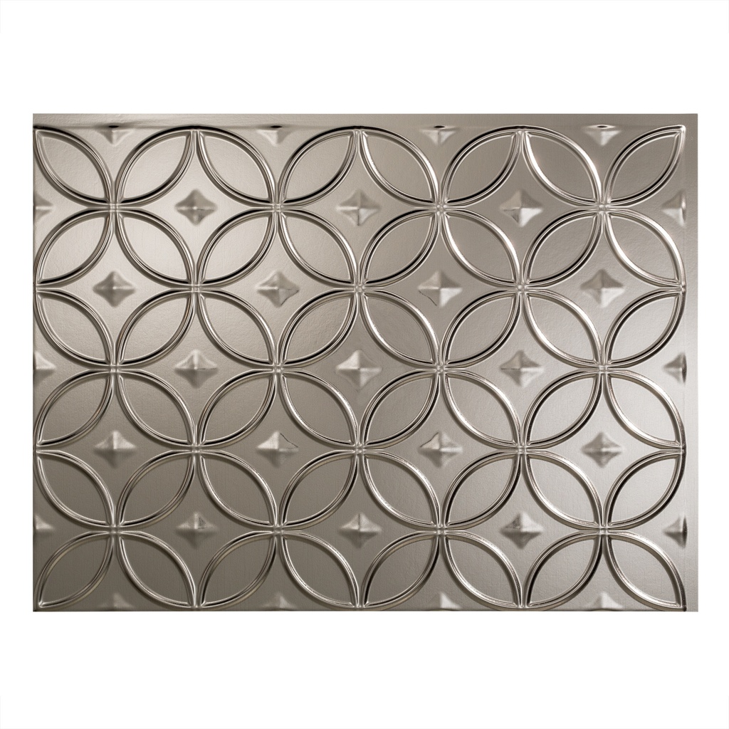 18.25 in. X 24.25 in. Brushed Nickel Rings PVC Decorative Backsplash Panel