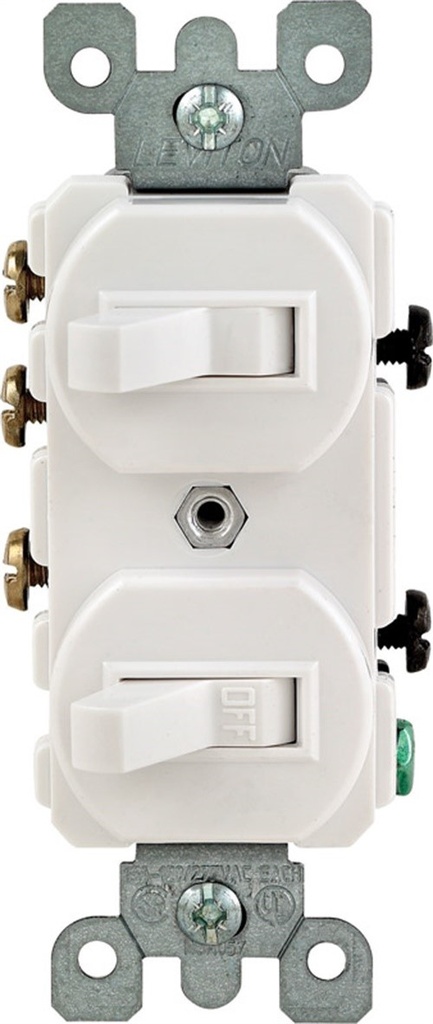 Leviton 15 Amps Single Pole or 3-way Rocker Duplex Combination Switch White 1 Pk
