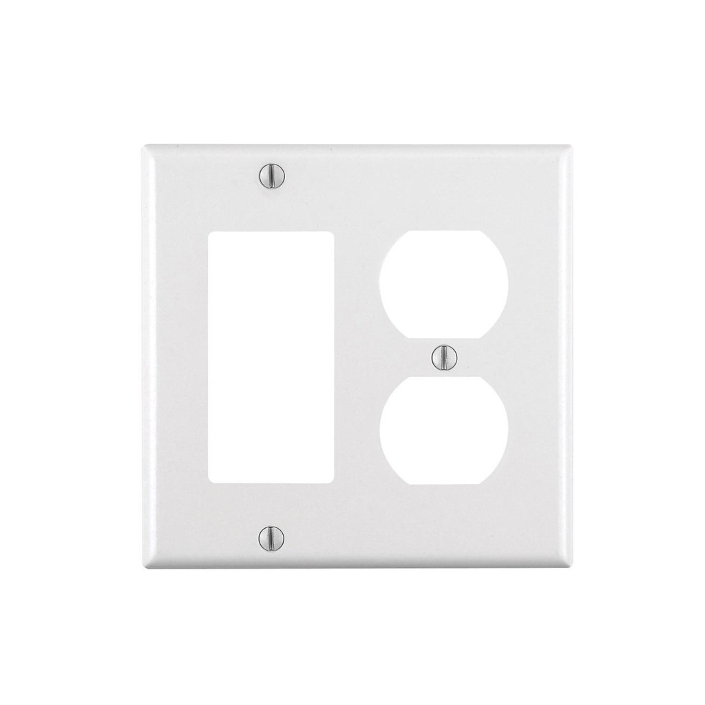Leviton 80455-W White Two Gang Combination Toggle Switch Decora Wall Plate