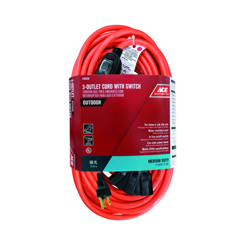 Ace Outdoor 50 Ft. L Orange Extension Cord 14/3 SJTW