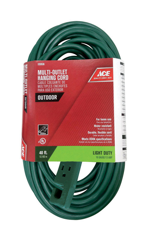Ace Outdoor 40 Ft. L Green Extension Cord 16/3 SJTW