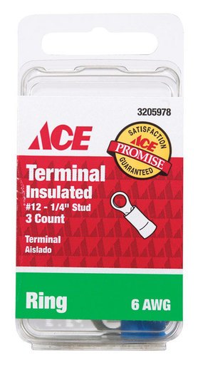 Ace Ring Terminal Blue 3 Pk