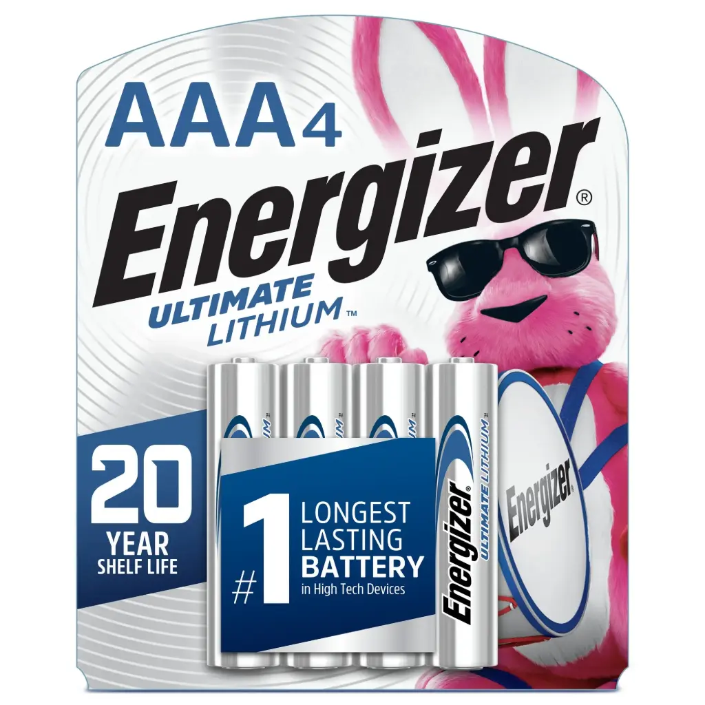 Energizer Ultimate Lithium AAA Batteries - 4pk Lithium Battery: 1200mAh, 1.5V, Single-Use