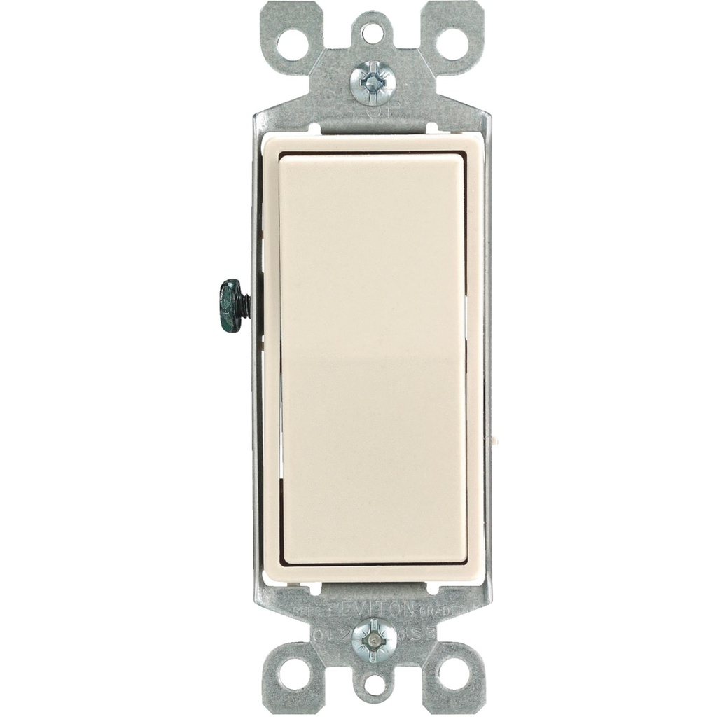 Leviton Decora 15 Amps Single Pole Rocker AC Quiet Switch Light Almond 1 Pk