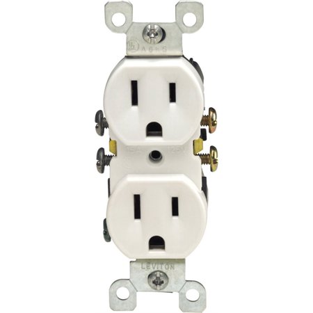 LEVITON RECEPT DPLX 15A WHT BX10