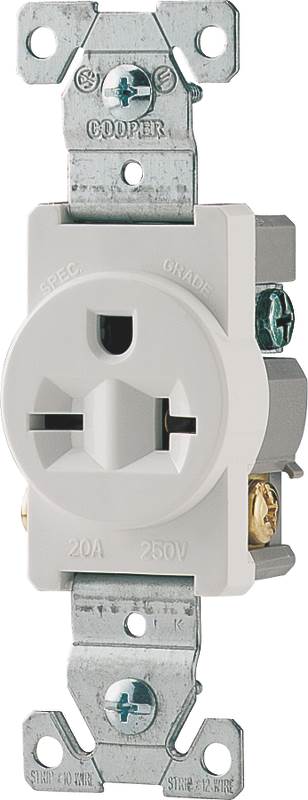 Eaton Wiring Devices 1876W-BOX Single Receptacle  2 -Pole  250 V  20 a  Side Wiring  NEMA: NEMA 6-20R  White